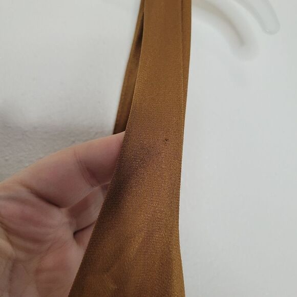 Annique brown vintage nylon old Hollywood pinup feminine boudoir slip dress S - Picture 5 of 7